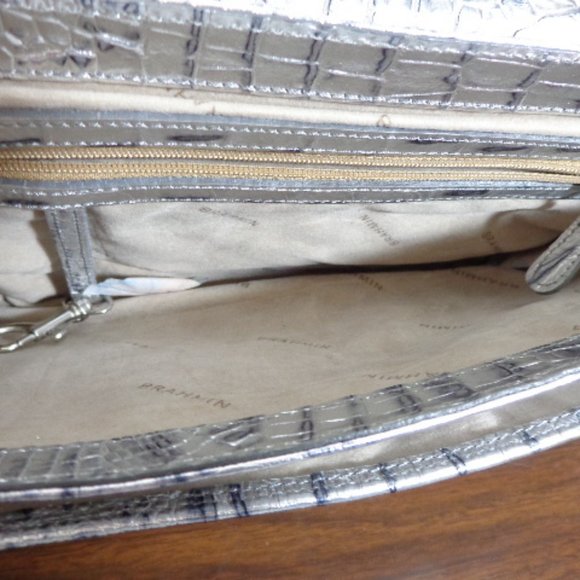 STUNNING Vintage Brahmin SILVER Melbourne Leather Shoulder Bag EXACT Clean LN - Picture 5 of 16